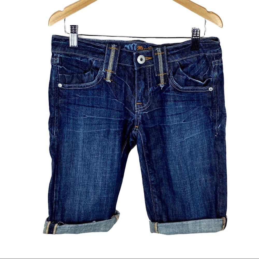 MISS ME Dark Wash Cuffed Bermuda Denim Jean Shorts - Size 27 - EUC